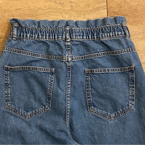 Zara Paper-bag High Waisted Tapered Blue Denim Jeans Size M Join Life Boho - Picture 4 of 11